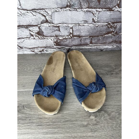 Jack Rogers Blue Denim Slide Knotted Bow Casual Sandals Women’s Sz 8.5M US/39EU - Picture 9 of 16
